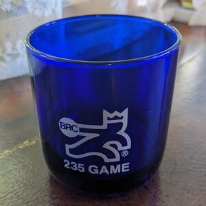 Vtg Brunswick BRC Bowling Century Series Glass Award Cobalt Blue 235 Game.